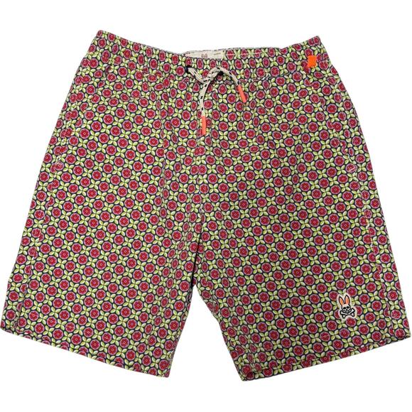 Psycho Bunny Swim Trunks Pink Purple Blue Green Youth Boy 10/12 - Picture 1 of 4